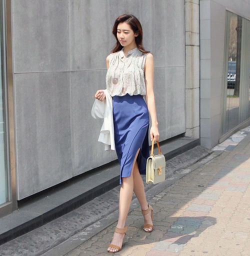 váy xẻ nơi công sở - hình minh họa 9